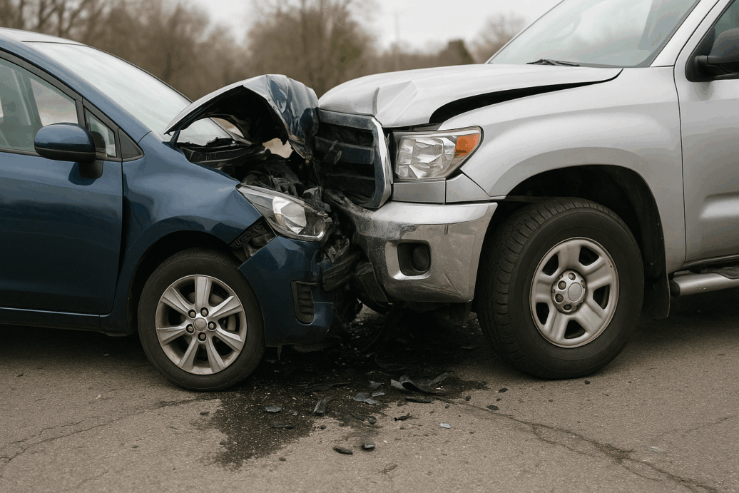 Dit is een foto van een ongeval van twee voertuigen